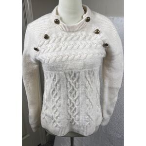 Madewell Chunky Fisherman Cable knit‎ Sweater Merino Wool Blend Size XS Nordic